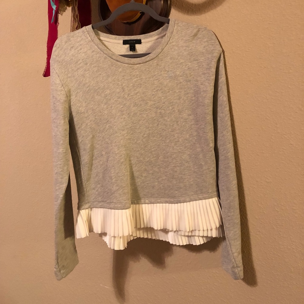 Gray Pleated J Crew Sweater